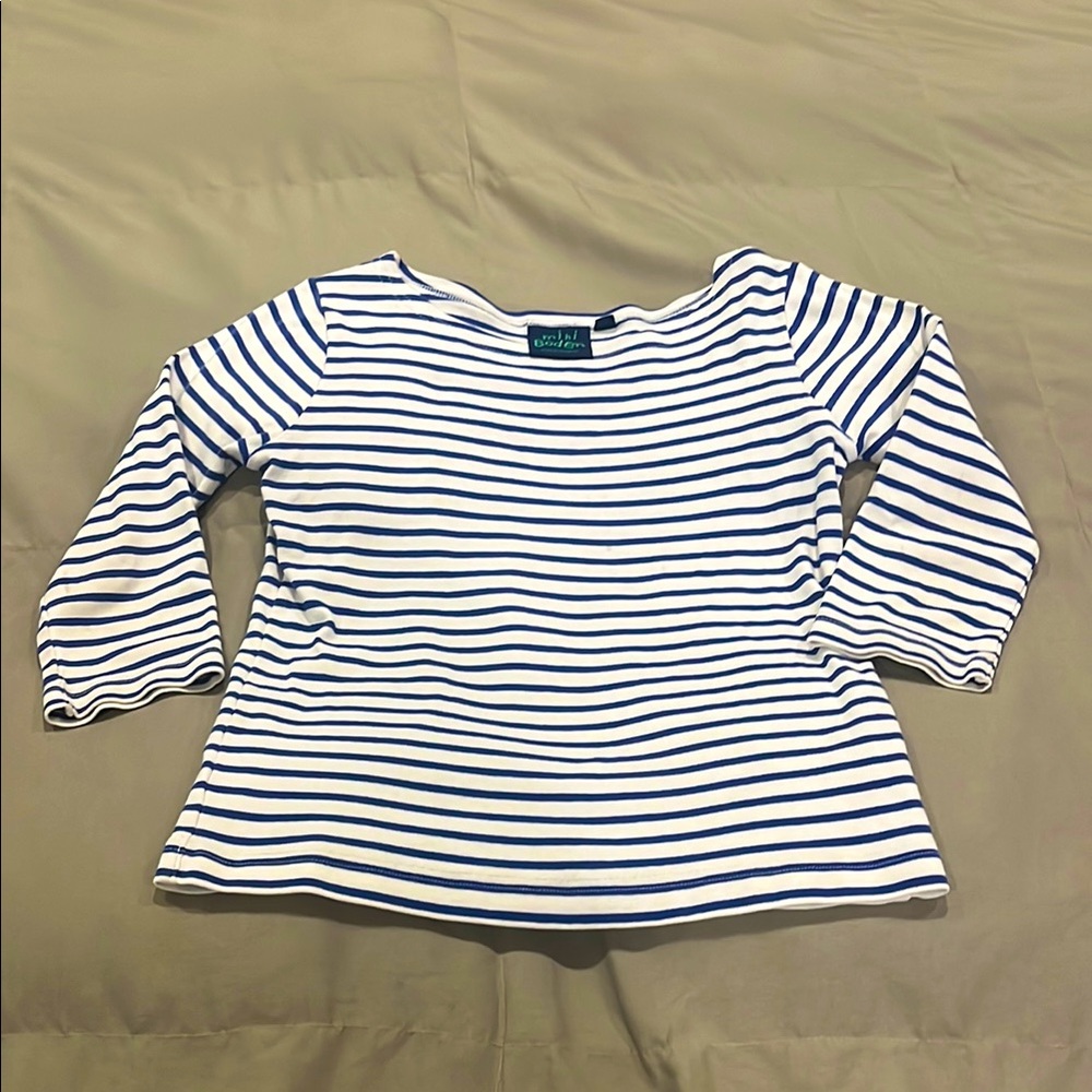 Girls’ Mini Boden striped Breton, Size 7/8